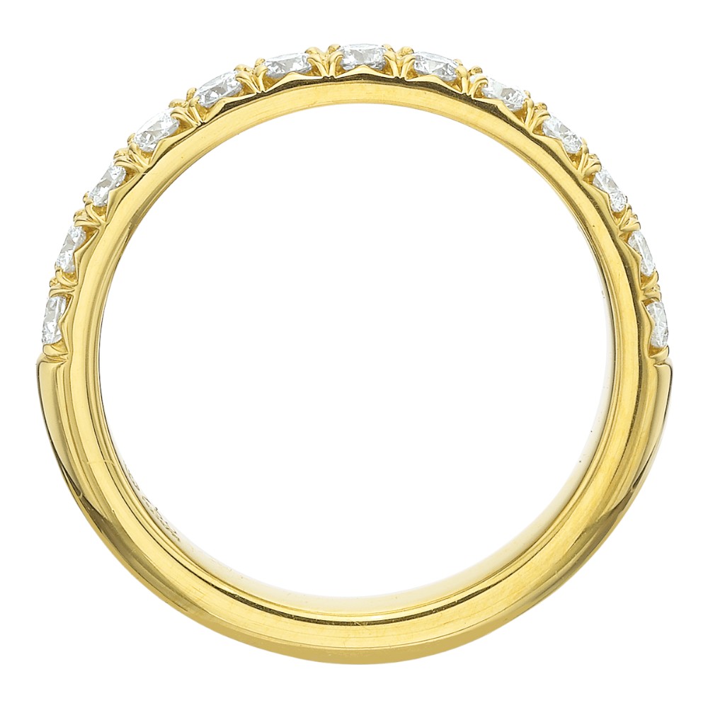 Diamond 13 Stone French Pave Wedding Band in 18K Yellow Gold