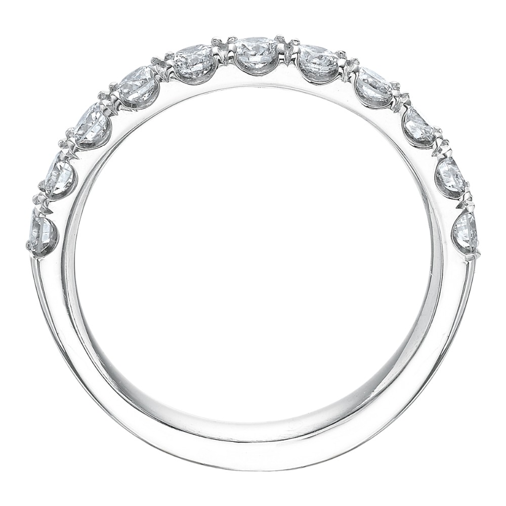 Diamond Scalloped Prong 11 Stone Wedding Band in 18K White Gold