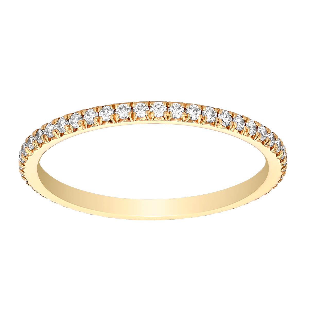 Slim French Pavé Diamond Eternity Band in 18K Yellow Gold, 0.30 cttw