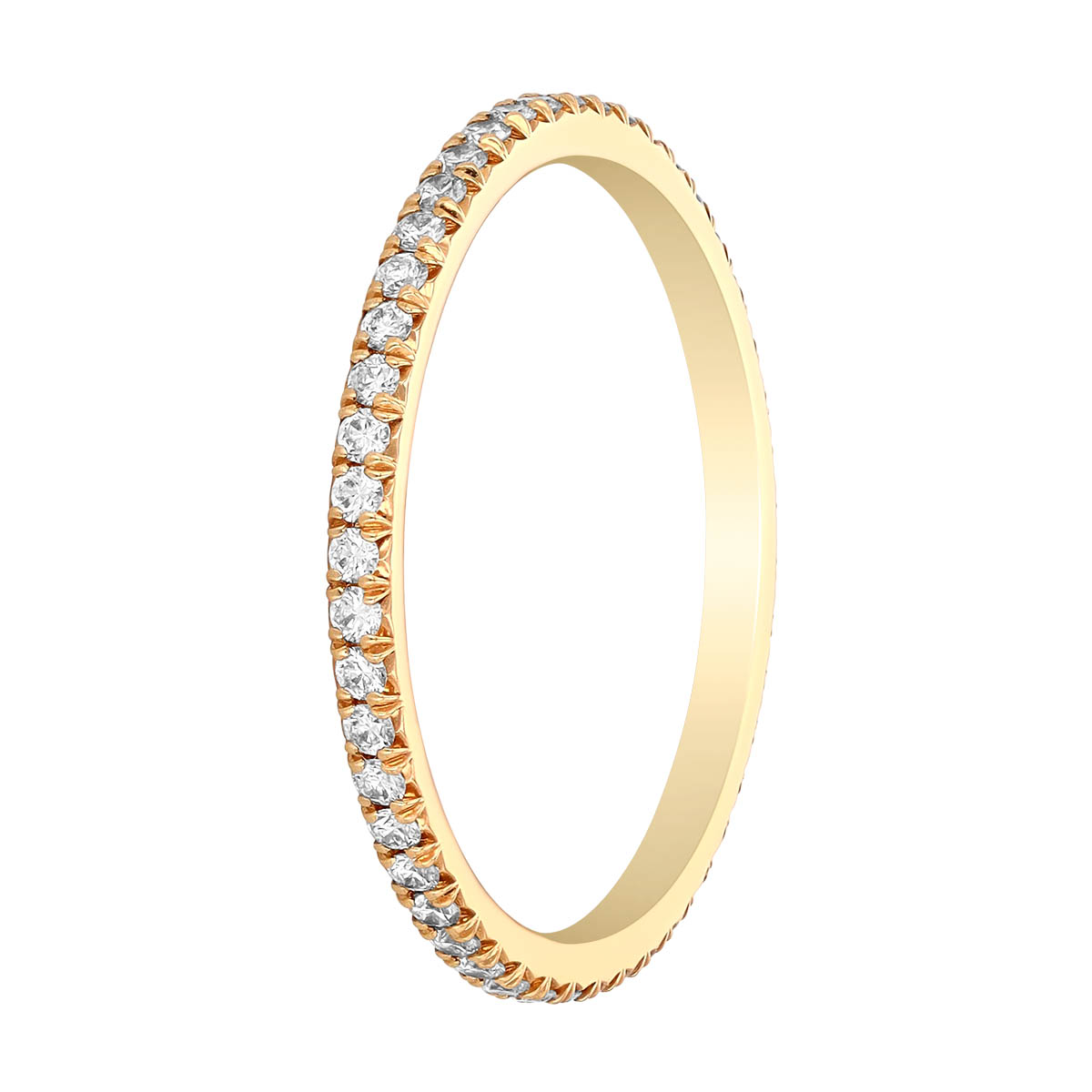 Slim French Pavé Diamond Eternity Band in 18K Yellow Gold, 0.30 cttw