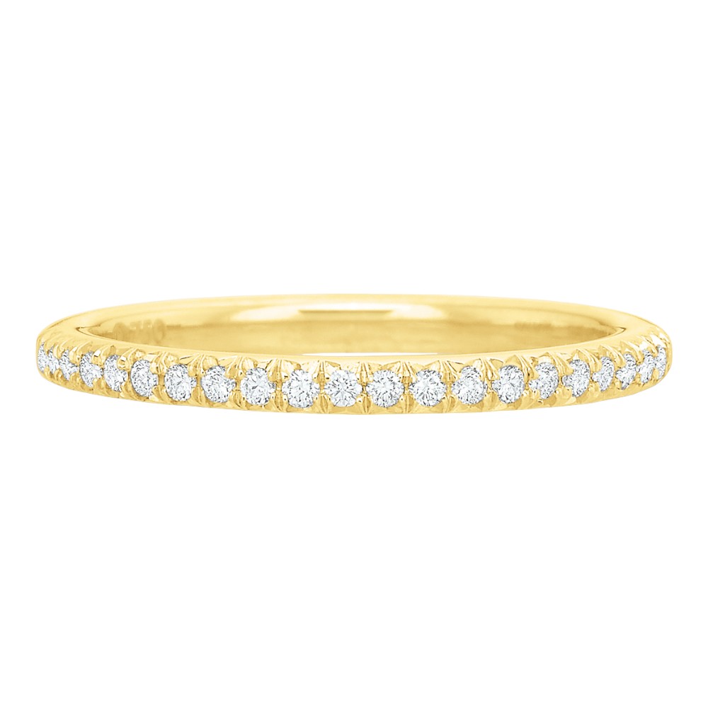 Diamond French Pave Slim Wedding Band in 18K Yellow Gold, .16 cttw