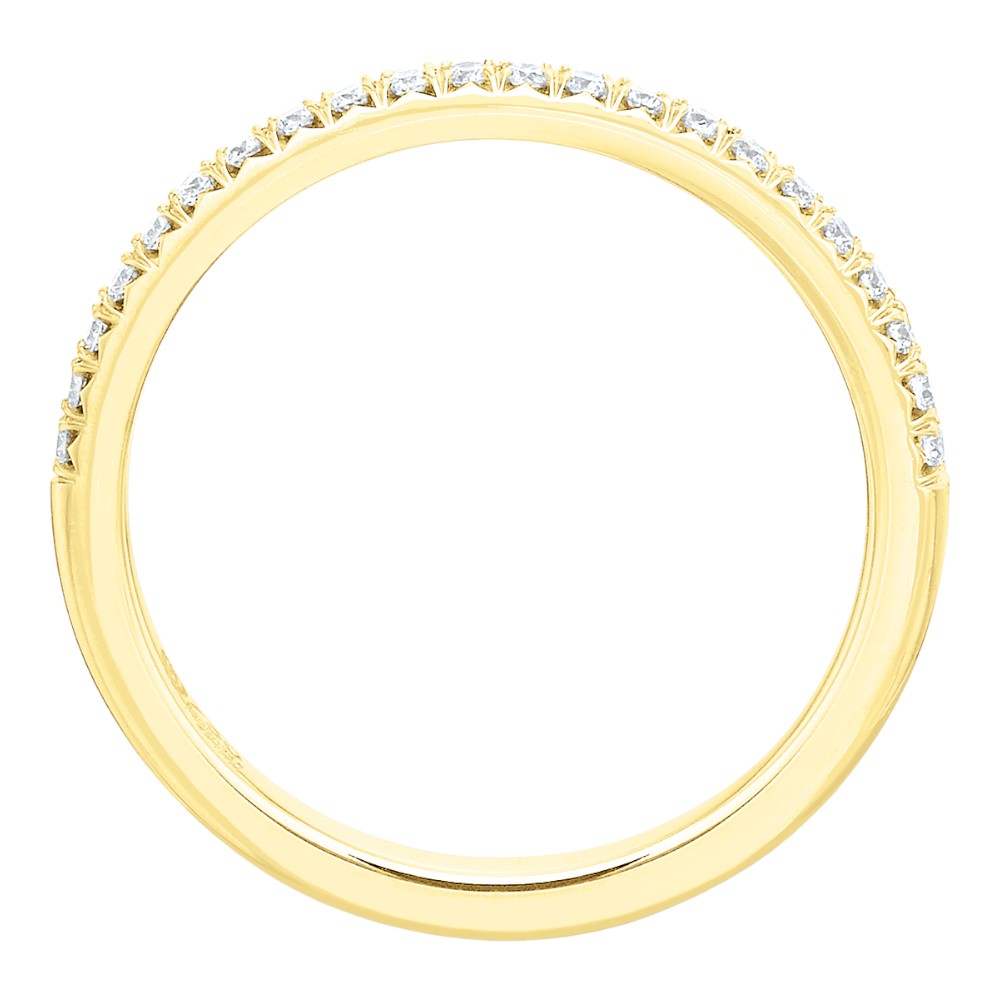 Diamond French Pave Slim Wedding Band in 18K Yellow Gold, .16 cttw