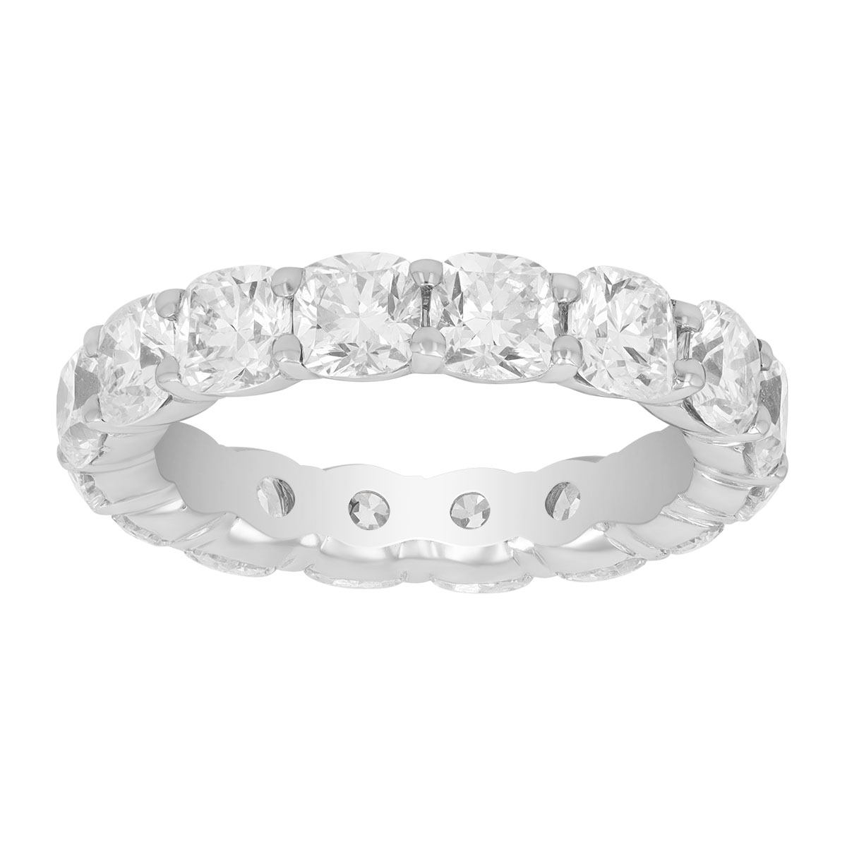 Cushion Cut Diamond Eternity Wedding Band in Platinum, 4.95 cttw