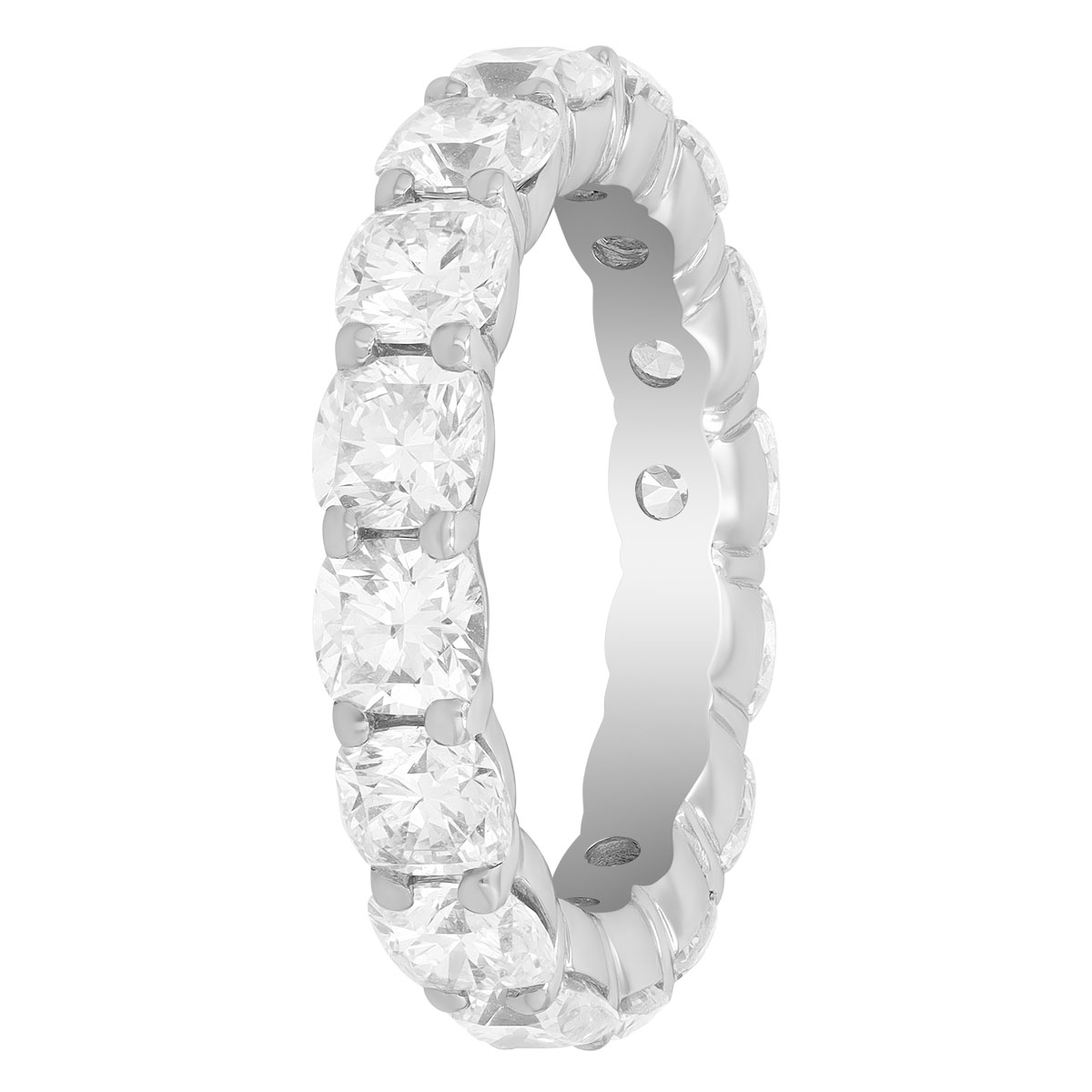 Cushion Cut Diamond Eternity Wedding Band in Platinum, 4.95 cttw