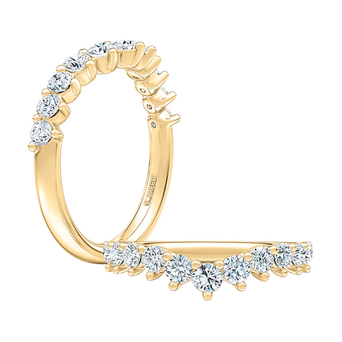 A. Jaffe Diamond V-Curve Diamond Pave Wedding Band in 14K Yellow Gold