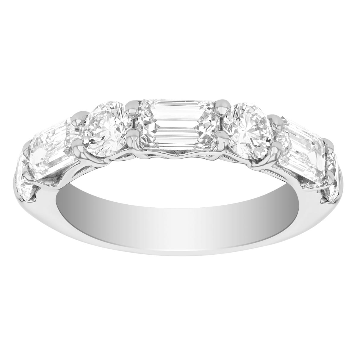 J.B. Star Round & Emerald Cut Diamond Wedding Band in Platinum, 2.52 cttw