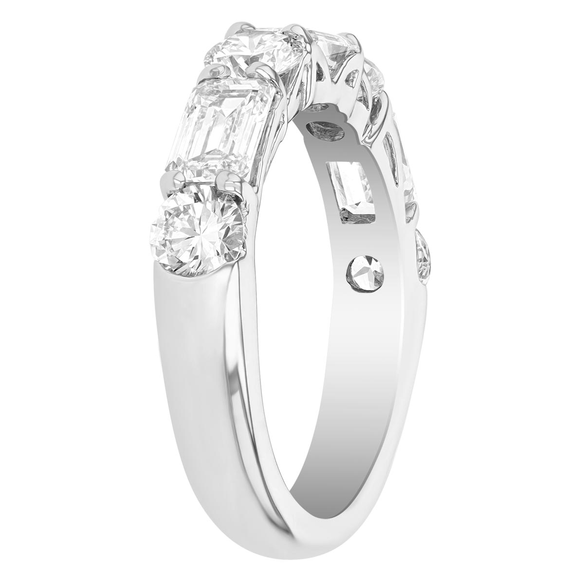 J.B. Star Round & Emerald Cut Diamond Wedding Band in Platinum, 2.52 cttw