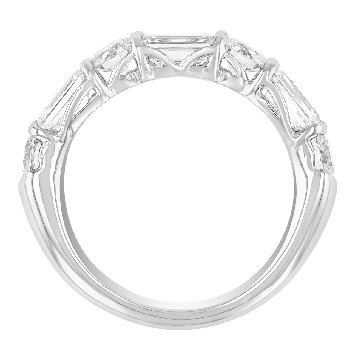 J.B. Star Round & Emerald Cut Diamond Wedding Band in Platinum, 2.52 cttw