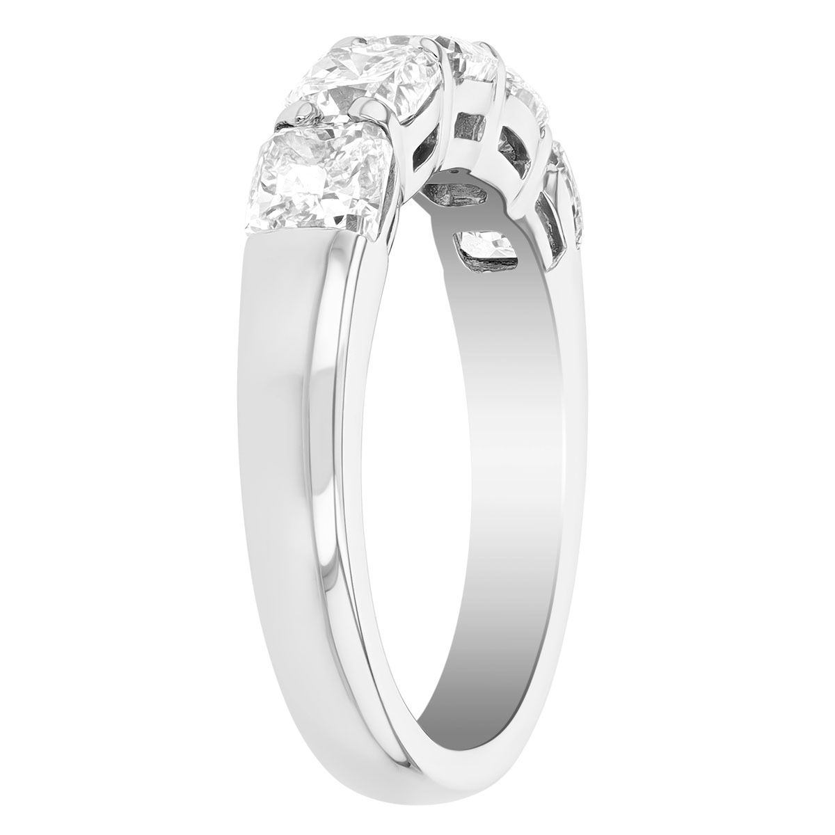 J.B. Star Cushion Cut Diamond 5 Stone Wedding Band in Platinum, 2.22 cttw