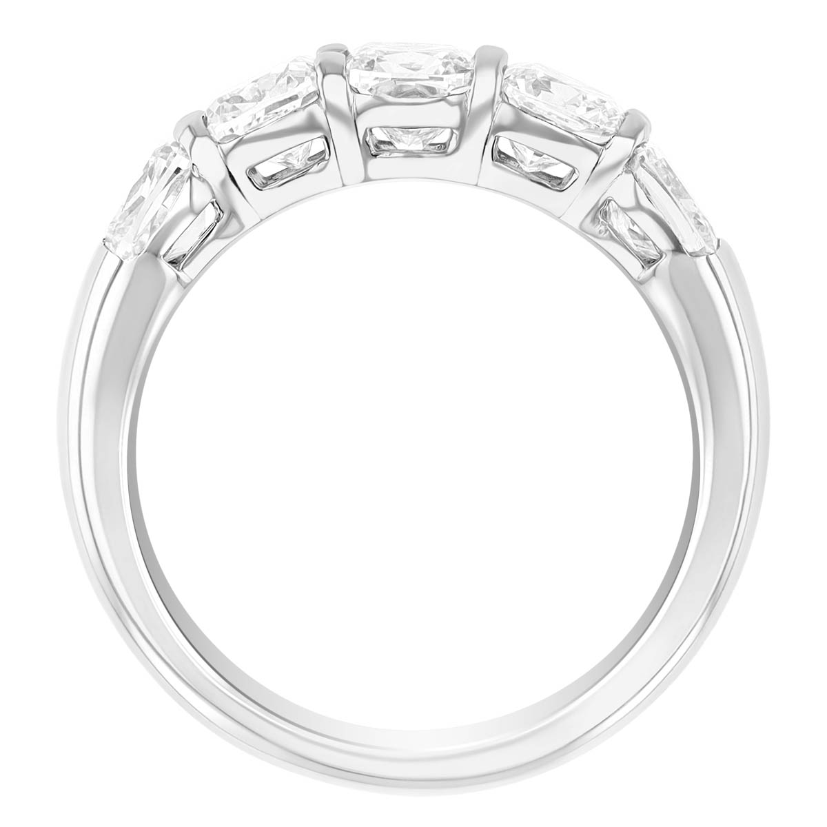 J.B. Star Cushion Cut Diamond 5 Stone Wedding Band in Platinum, 2.22 cttw