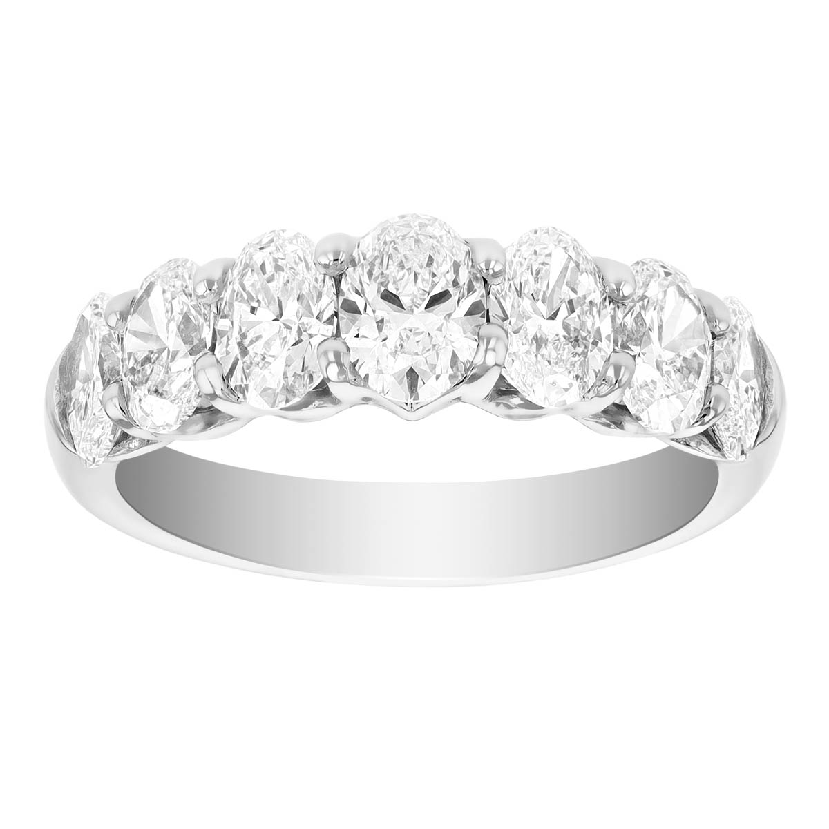 J.B. Star Oval Diamond 7 Stone Wedding Band in Platinum, 2.16 cttw