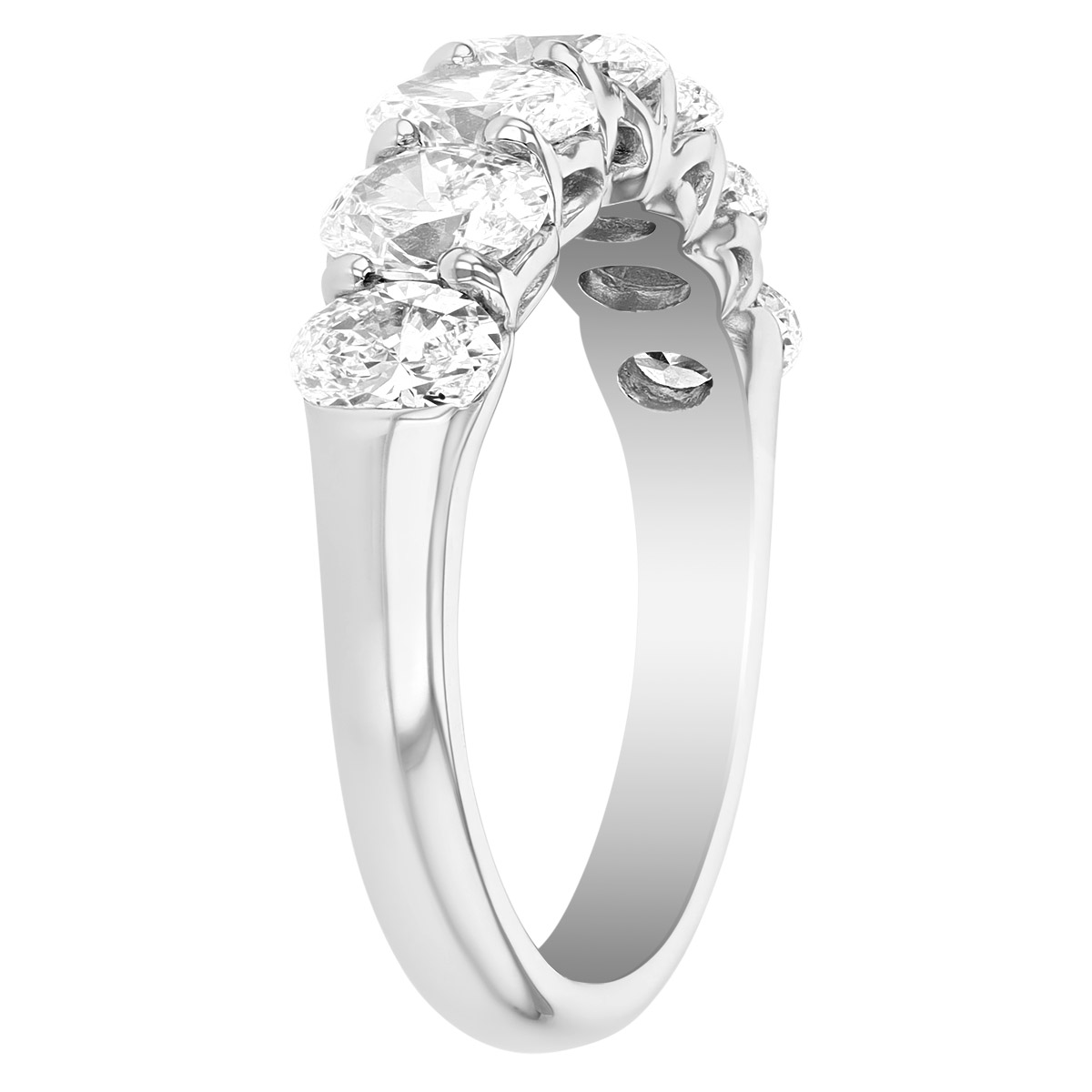 J.B. Star Oval Diamond 7 Stone Wedding Band in Platinum, 2.16 cttw