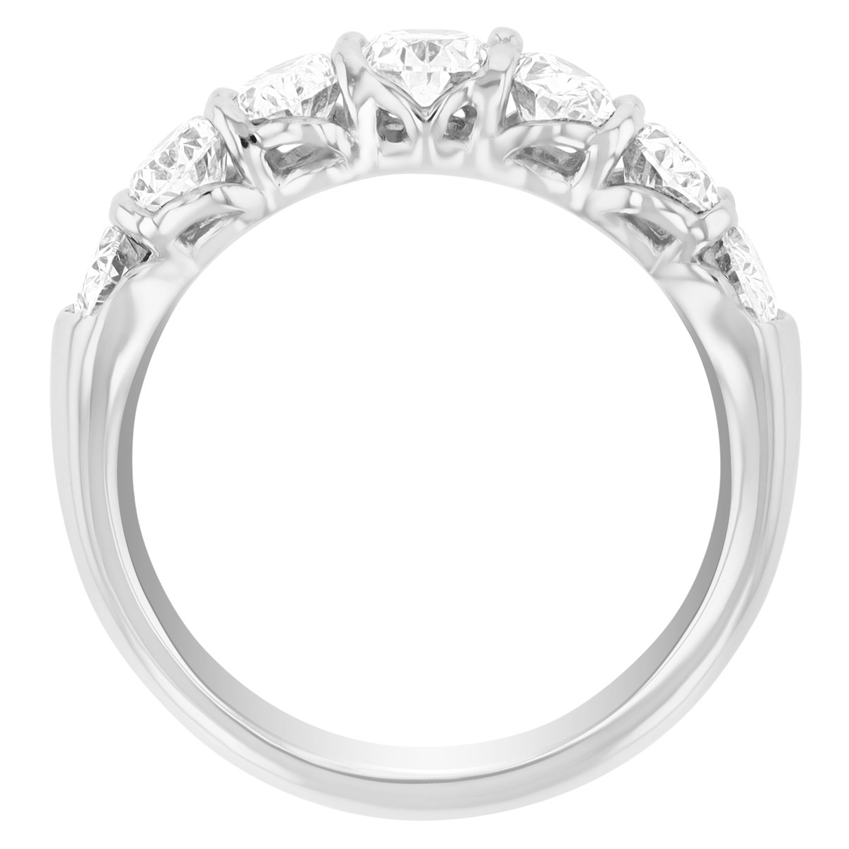 J.B. Star Oval Diamond 7 Stone Wedding Band in Platinum, 2.16 cttw