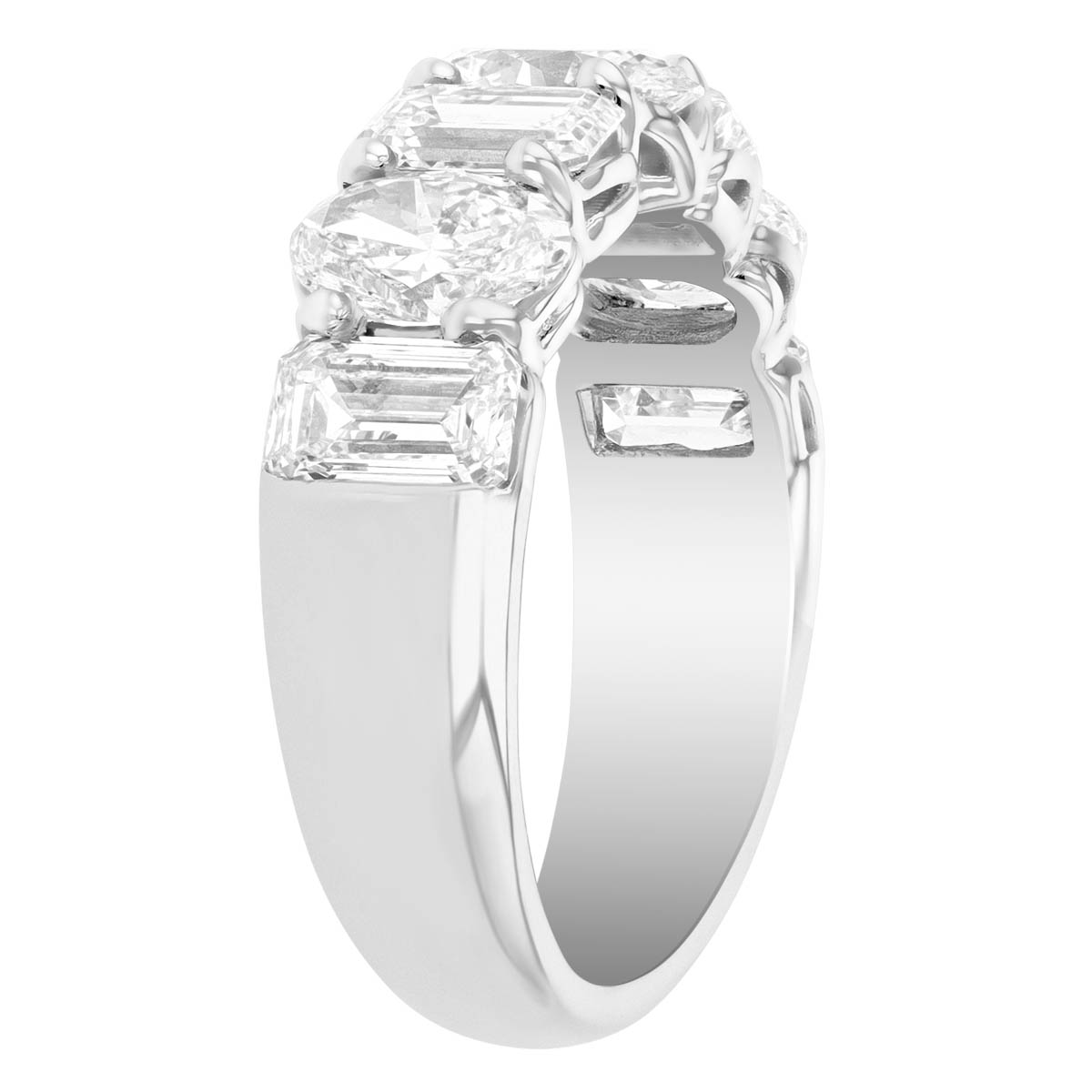 J.B. Star Oval & Emerald Cut Diamond Wedding Band in Platinum, 3.78 cttw