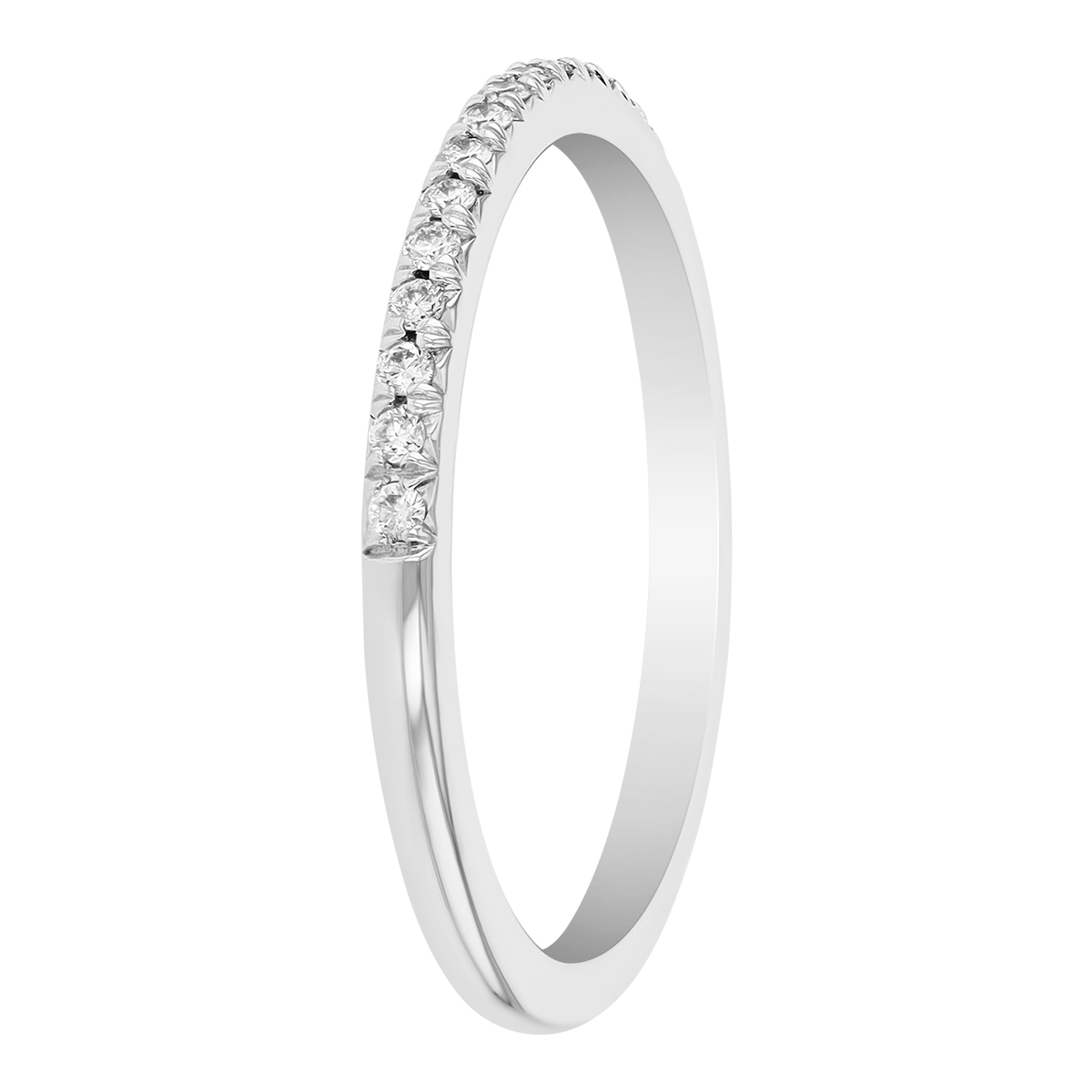 Diamond Slim Wedding Band in 18K White Gold, .15 cttw