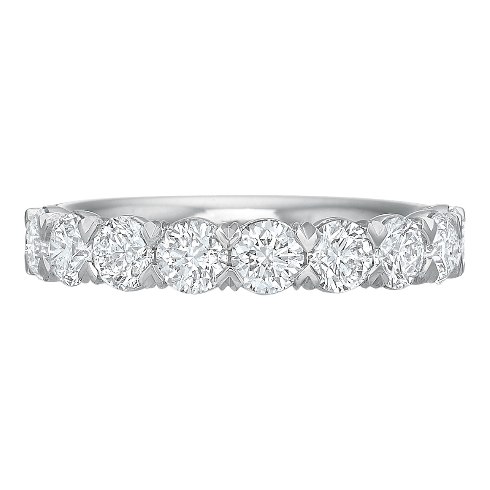 Diamond 9 Stone Silk Prong Wedding Band in Platinum, 1.50 cttw