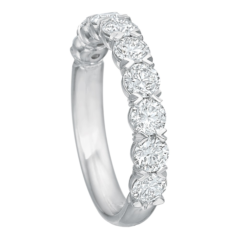 Diamond 9 Stone Silk Prong Wedding Band in Platinum, 1.50 cttw