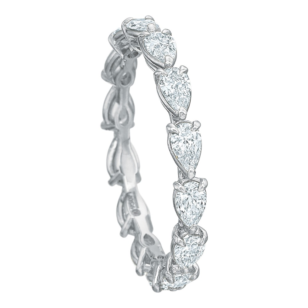 Pear Diamond Eternity Band in 14K White Gold, 1.51 cttw, Size 7
