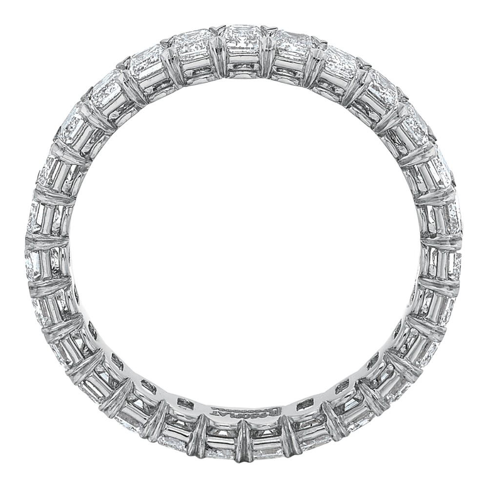 Emerald Cut Diamond Eternity Band in Platinum, 2.77 cttw, Size 6