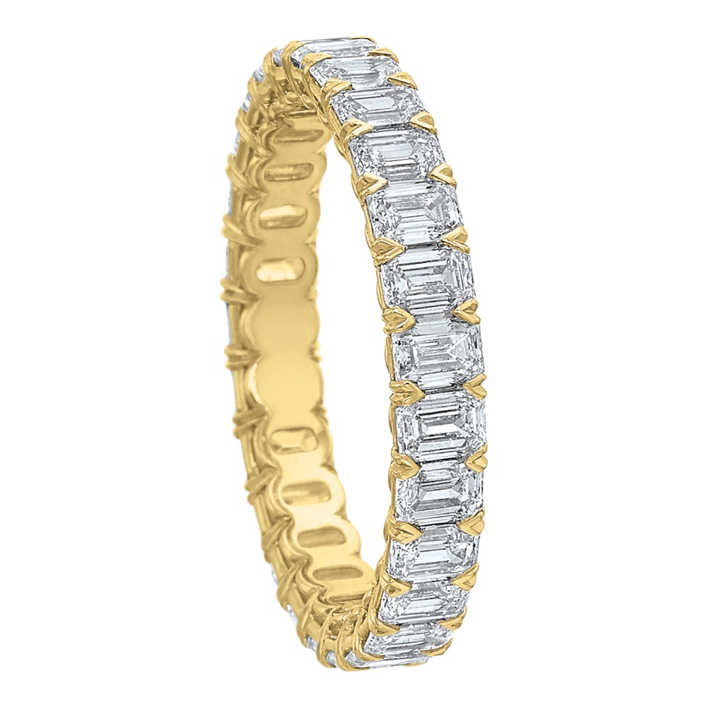 Emerald Cut Diamond Eternity Band in 18K Yellow Gold, 2.40 cttw, Size 6