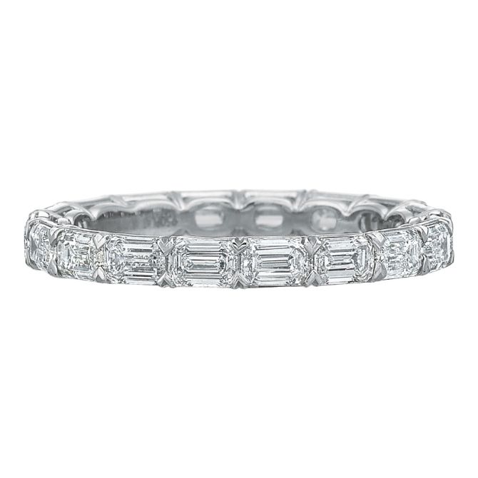 Emerald Cut Diamond East-West Eternity Band in Platinum, 1.68 cttw, Size 6