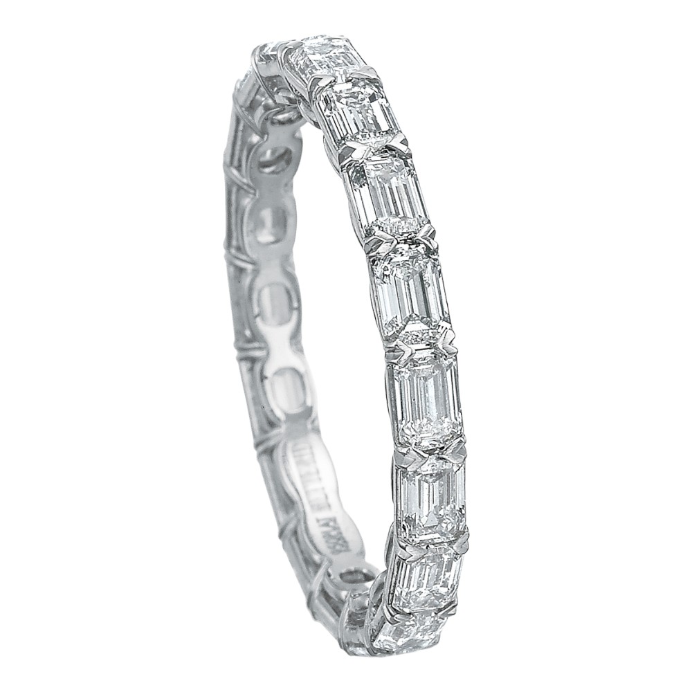 Emerald Cut Diamond East-West Eternity Band in Platinum, 1.68 cttw, Size 6