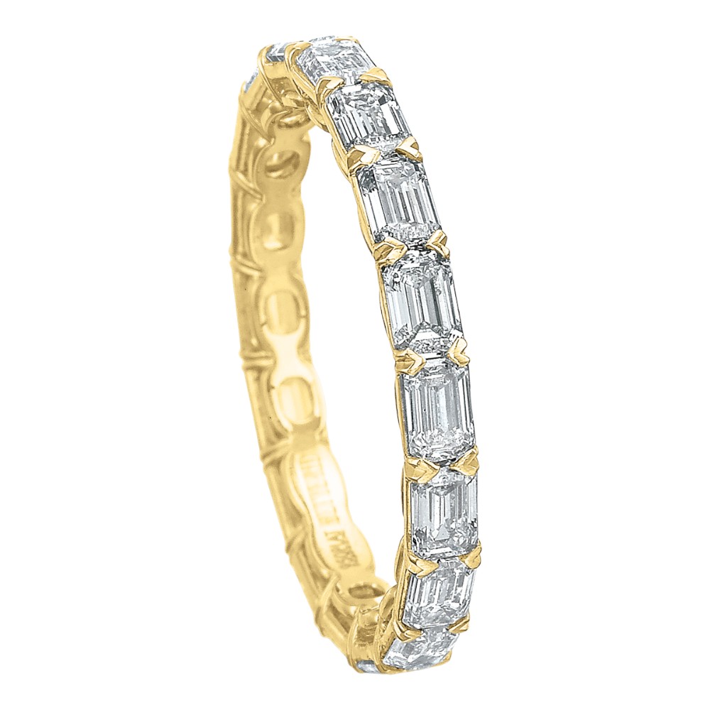 Emerald Cut Diamond East-West Eternity Band in 18K Yellow Gold, 1.71 cttw, Size 6