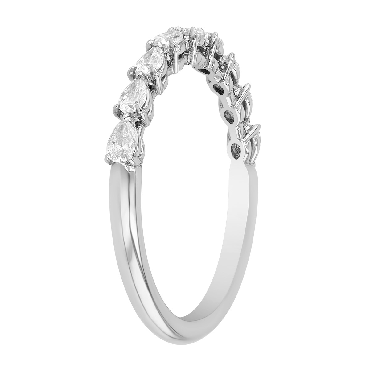 Pear Diamond 9 Stone Three Prong Wedding Band in Platinum