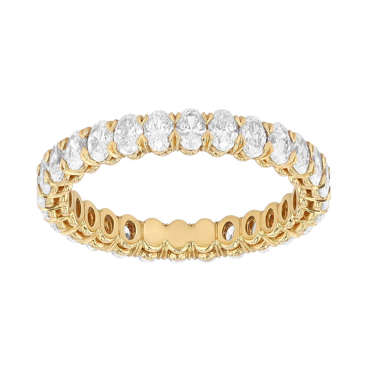 Oval Diamond Silk Prong Eternity Band in 18K Yellow Gold, 1.65 cttw