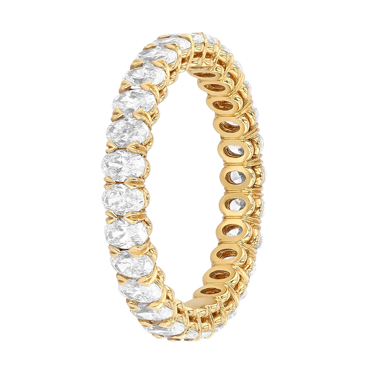 Oval Diamond Silk Prong Eternity Band in 18K Yellow Gold, 1.65 cttw