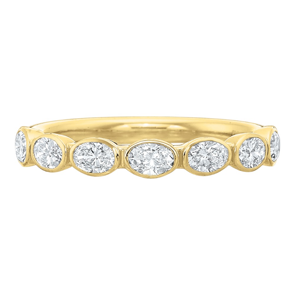 Oval 7 Diamond East-West Bezel Set Wedding Band in 18K Yellow Gold