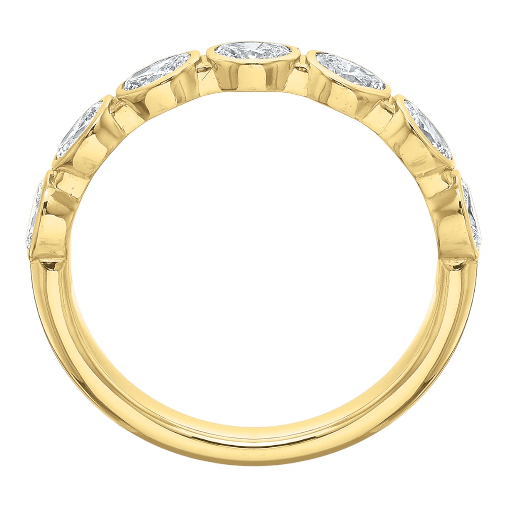 Oval 7 Diamond East-West Bezel Set Wedding Band in 18K Yellow Gold