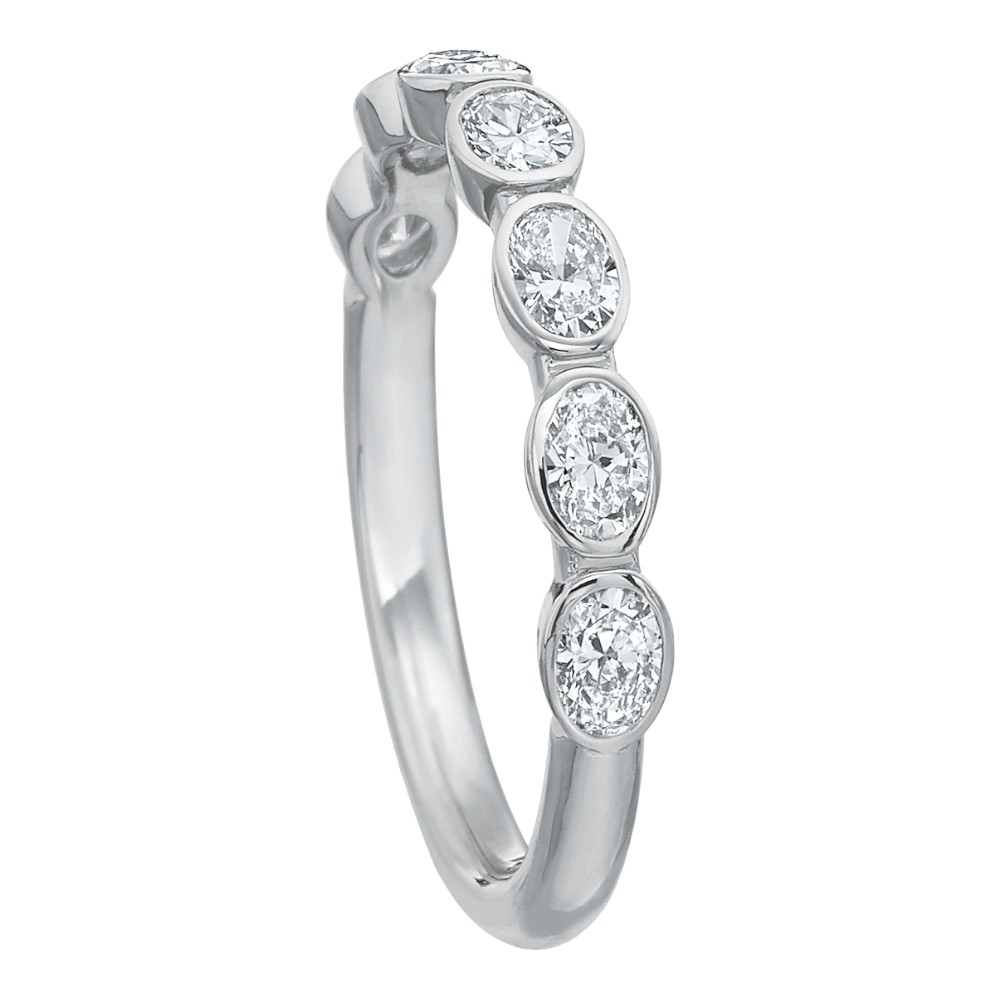Oval 7 Diamond East-West Bezel Set Wedding Band in Platinum