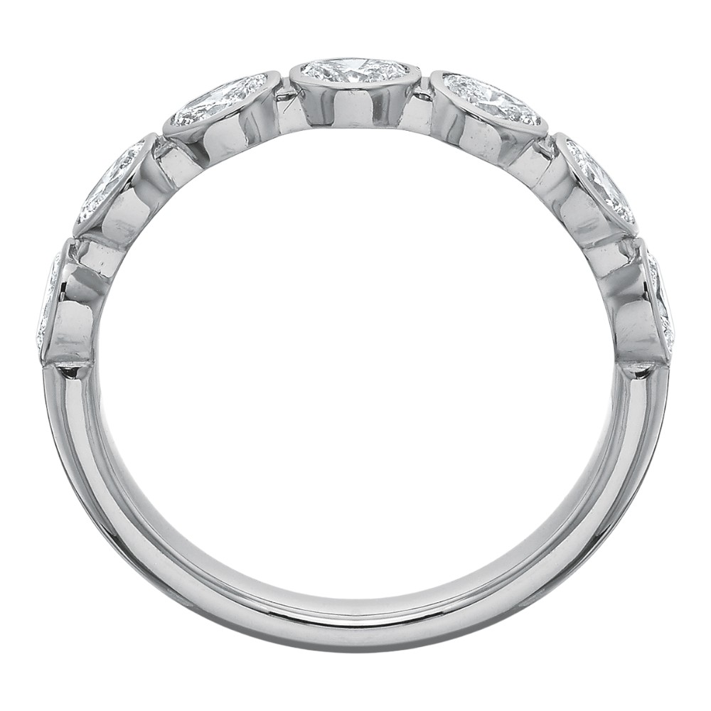 Oval 7 Diamond East-West Bezel Set Wedding Band in Platinum