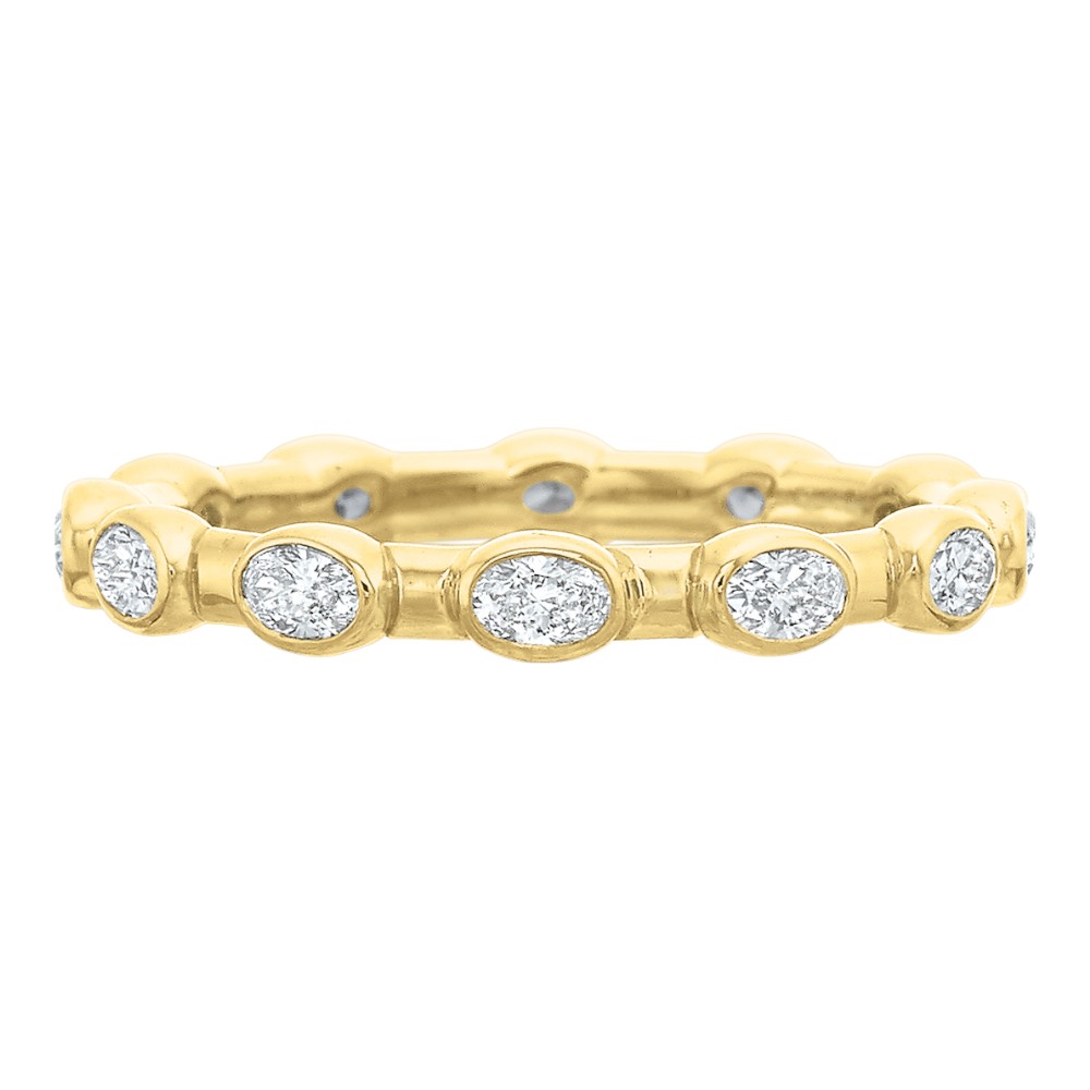 Oval Diamond Bezel & Bar Eternity Band in 18K Yellow Gold, .70 cttw, Size 6