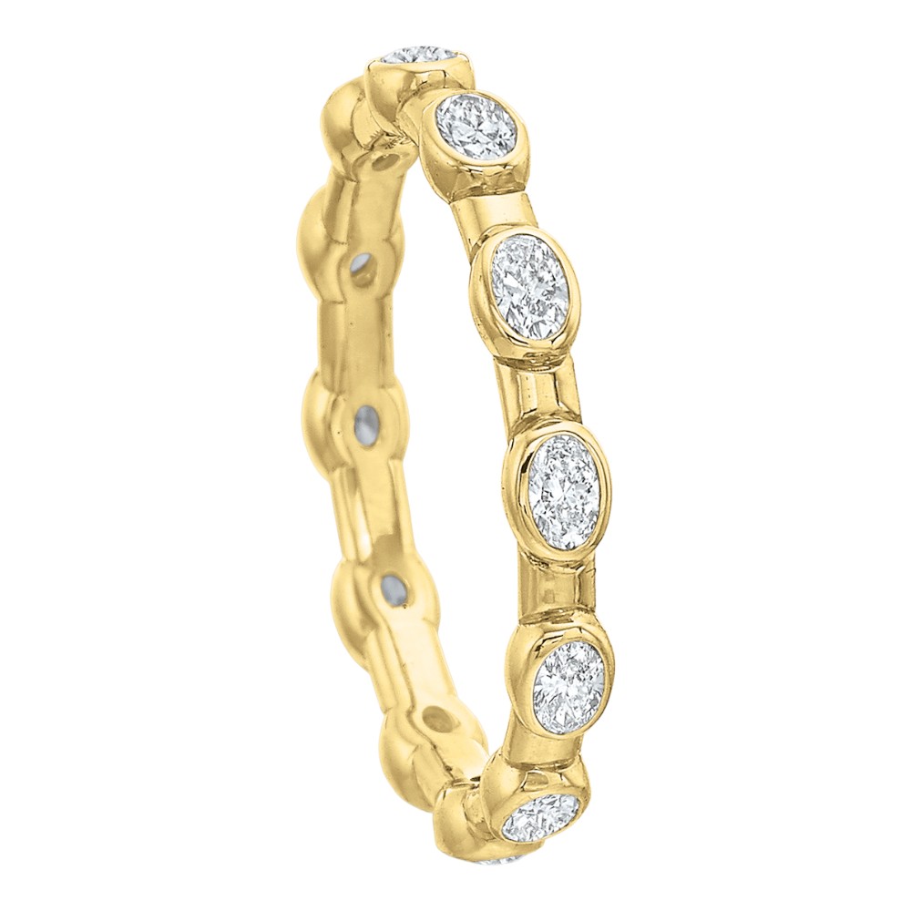 Oval Diamond Bezel & Bar Eternity Band in 18K Yellow Gold, .70 cttw, Size 6