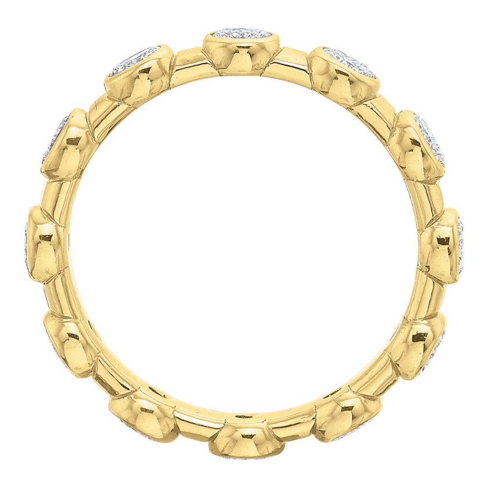 Oval Diamond Bezel & Bar Eternity Band in 18K Yellow Gold, .70 cttw, Size 6