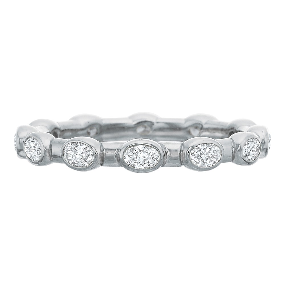 Oval Diamond Bezel & Bar Eternity Band in Platinum, .66 cttw, Size 6