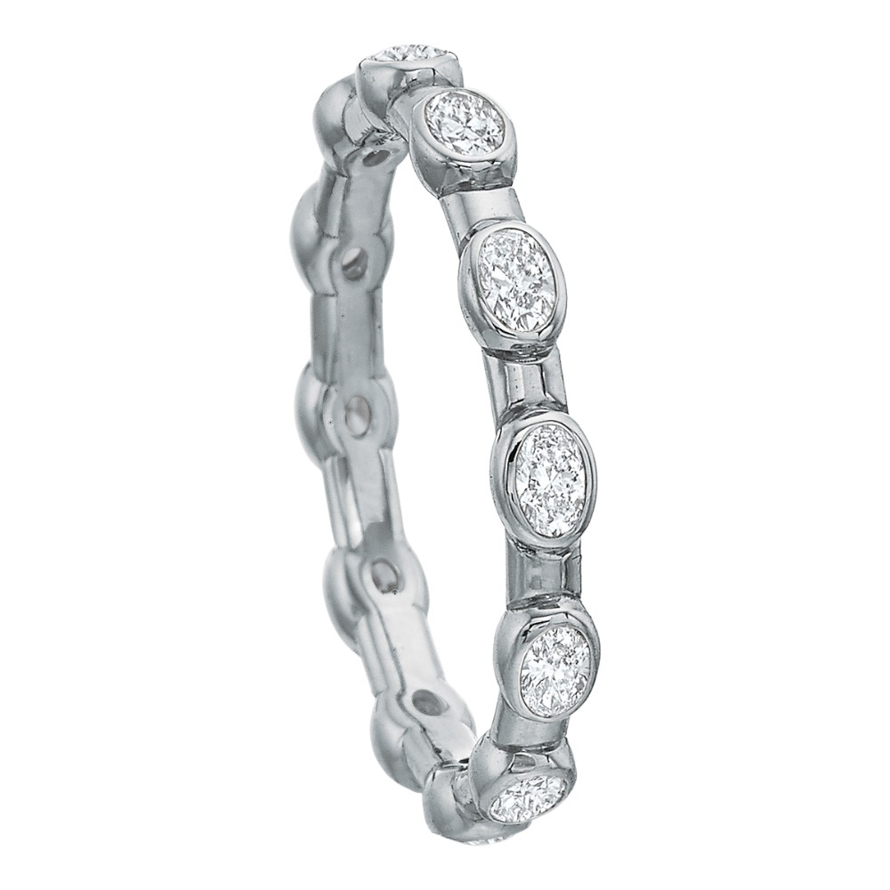 Oval Diamond Bezel & Bar Eternity Band in Platinum, .66 cttw, Size 6