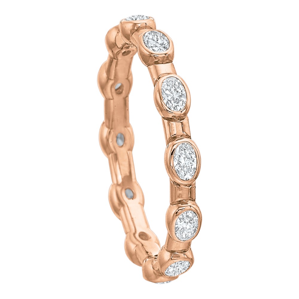 Oval Diamond Bezel & Bar Eternity Band in 18K Rose Gold, .65 cttw