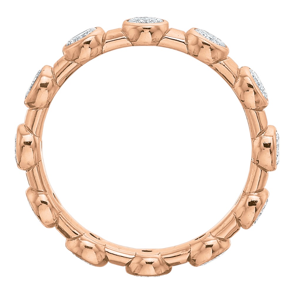 Oval Diamond Bezel & Bar Eternity Band in 18K Rose Gold, .65 cttw