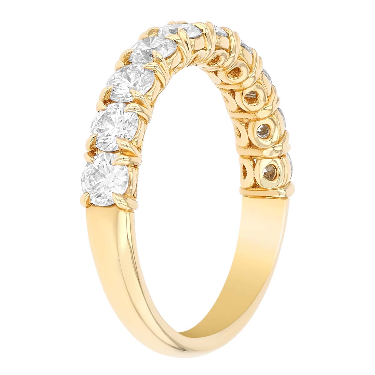 Diamond 10 Stone Wedding Band in 18K Yellow Gold, 1.24 cttw