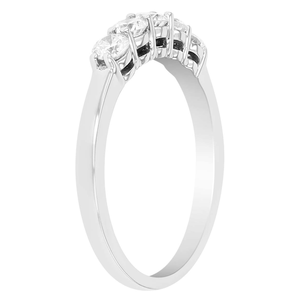 Diamond 5 Stone Shared Prong Wedding Band in 14K White Gold