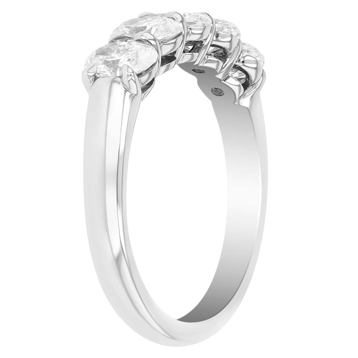 Oval Diamond 5 Stone Wedding Band in Platinum
