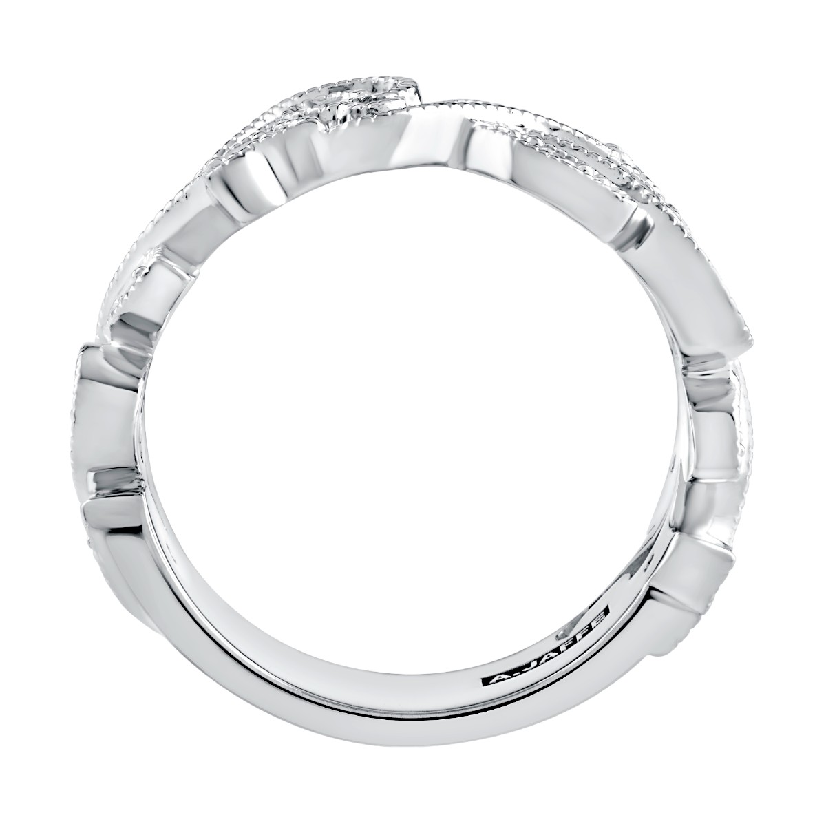 A. Jaffe Vintage Inspired Filigree Diamond Wedding Band in 14K White Gold