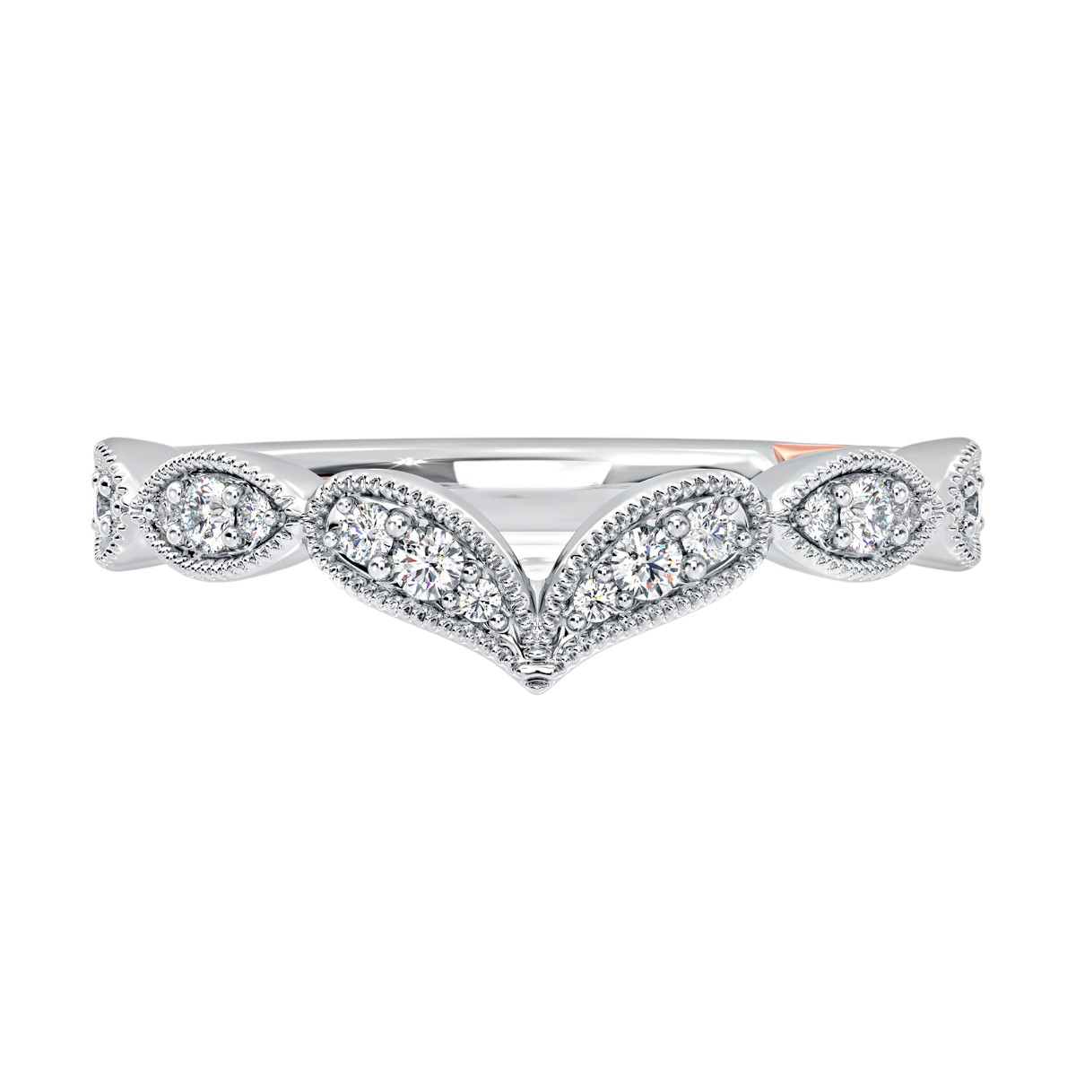 A. Jaffe Diamond Intricate Milgrain Curved Wedding Band in 14K White Gold