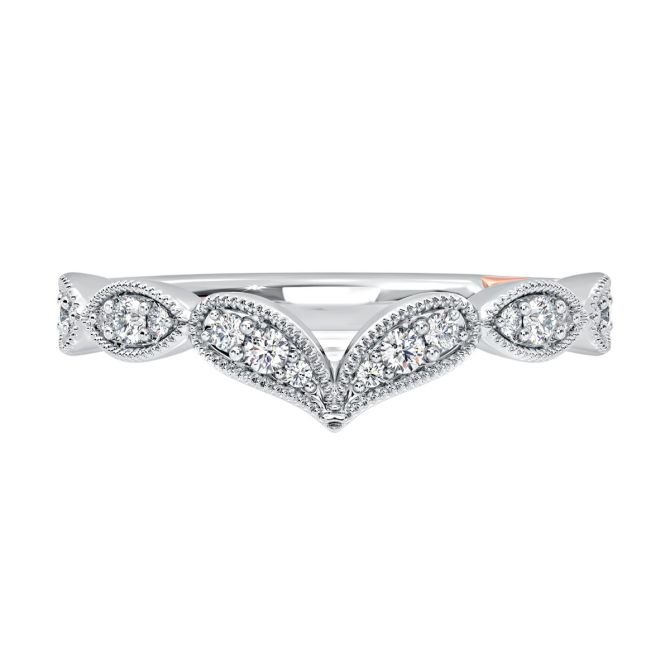 A. Jaffe Diamond Intricate Milgrain Curved Wedding Band in 14K White Gold