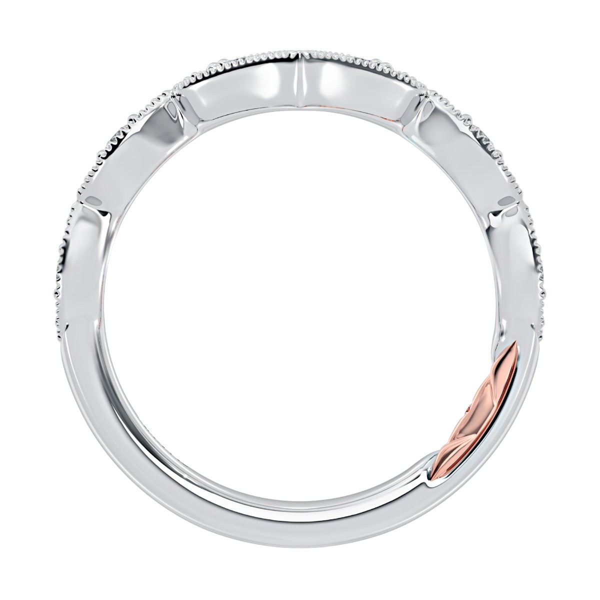 A. Jaffe Diamond Intricate Milgrain Curved Wedding Band in 14K White Gold