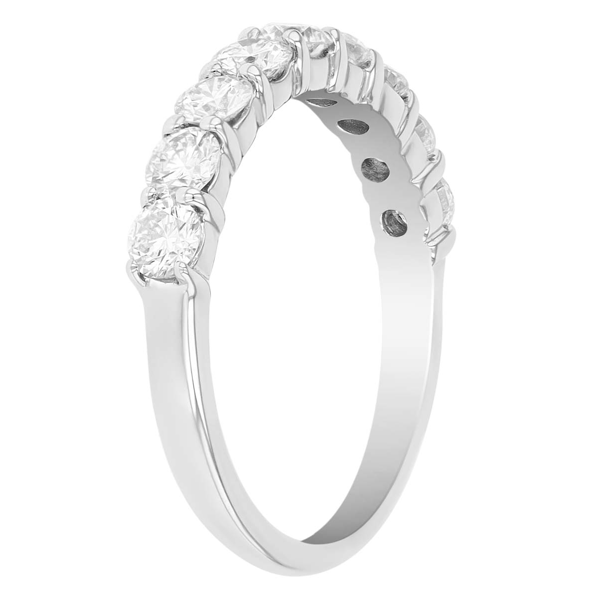 Diamond 9 Stone Wedding Band in 14K White Gold, 1 cttw