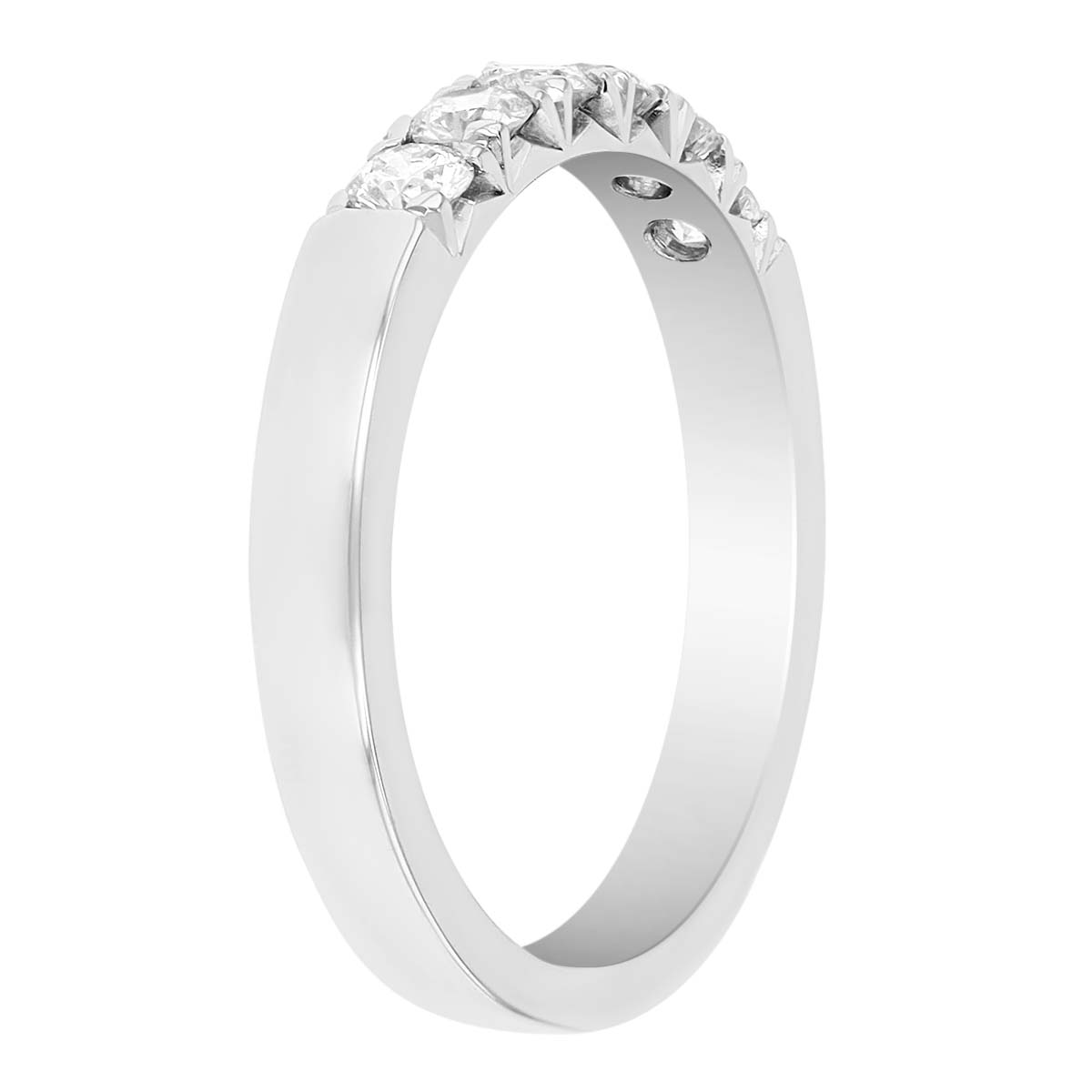 Diamond 6 Stone French Pave Wedding Band in 14K White Gold
